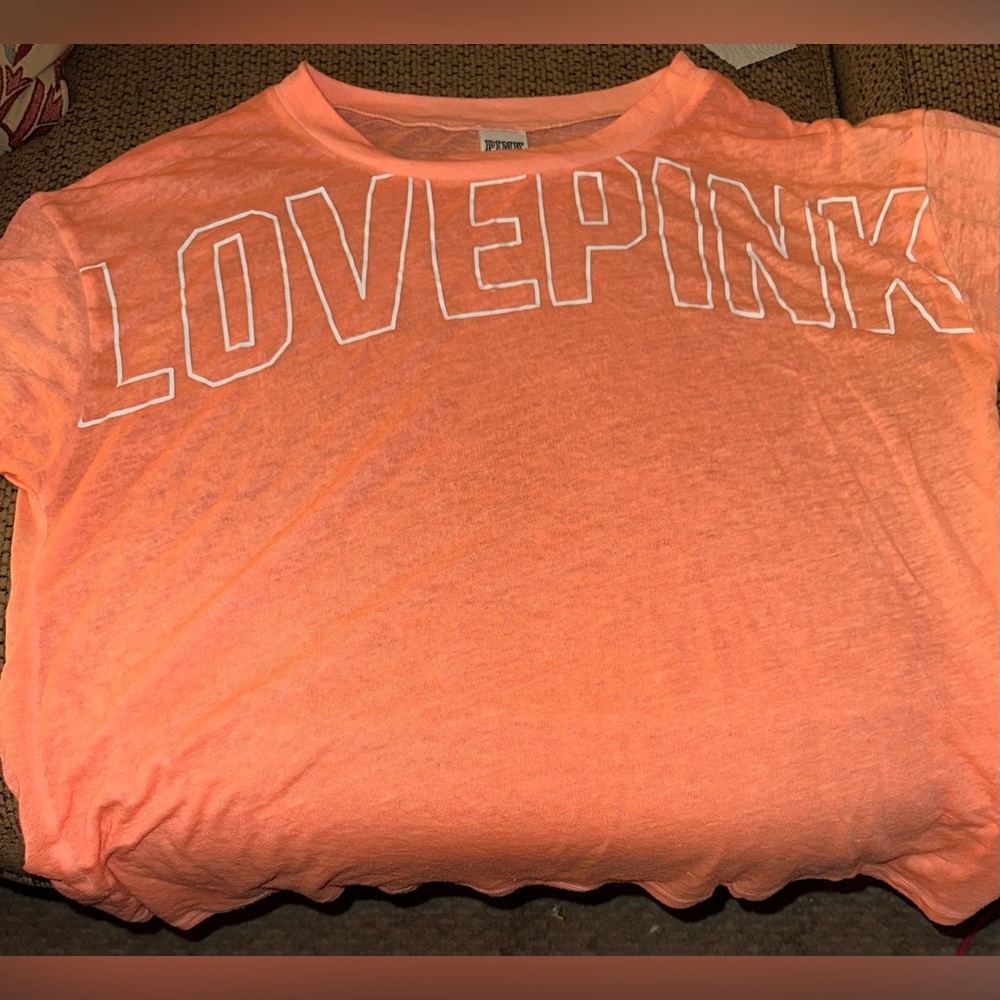Pink VS Ladies Orange White Graphic Tshirt